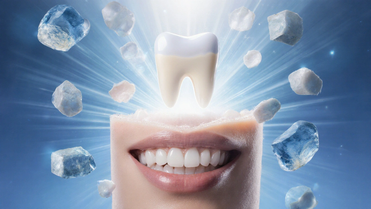 Artistic representation of a porcelain veneer enhancing a natural smile.