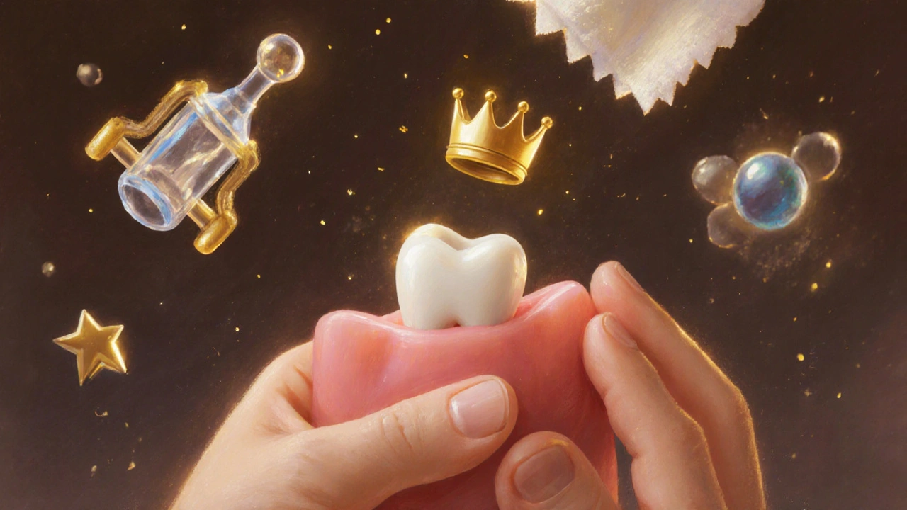 Symbolický obraz prvního zoubku s prvky pohodlí.