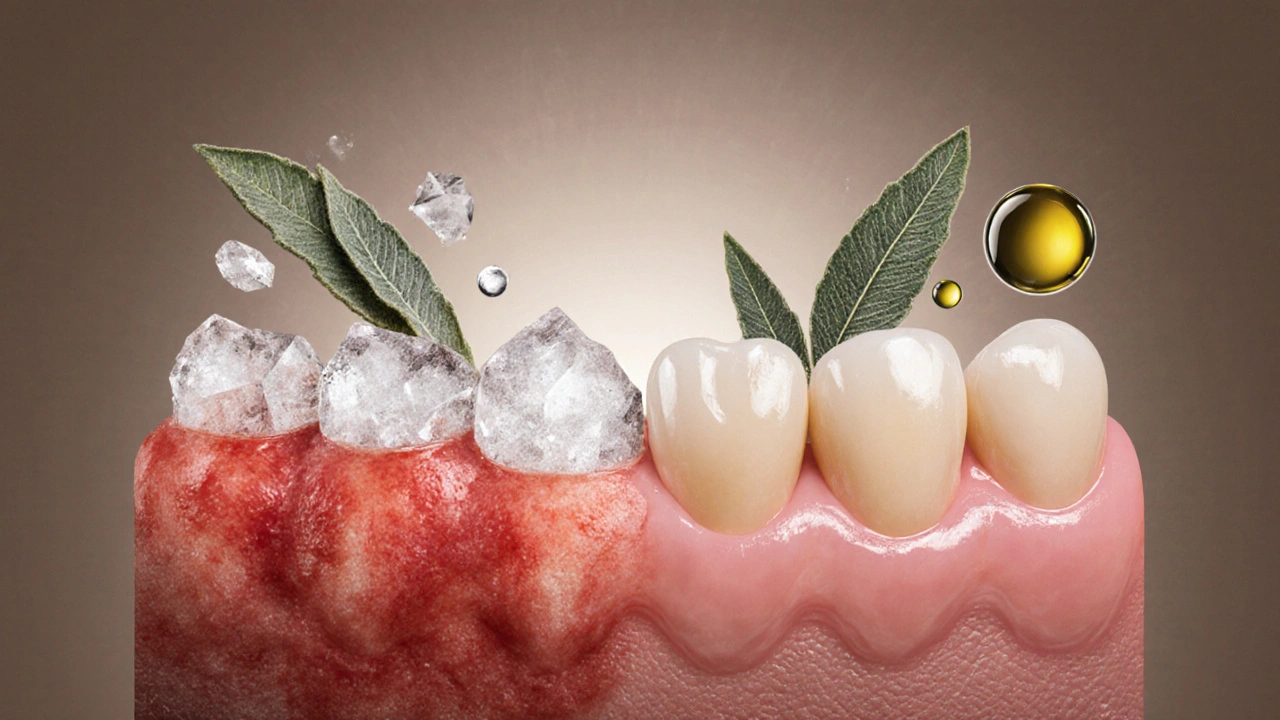 Zdravé dásně přecházejí z inflamovaného stavu k uzdravení s přírodními složkami.