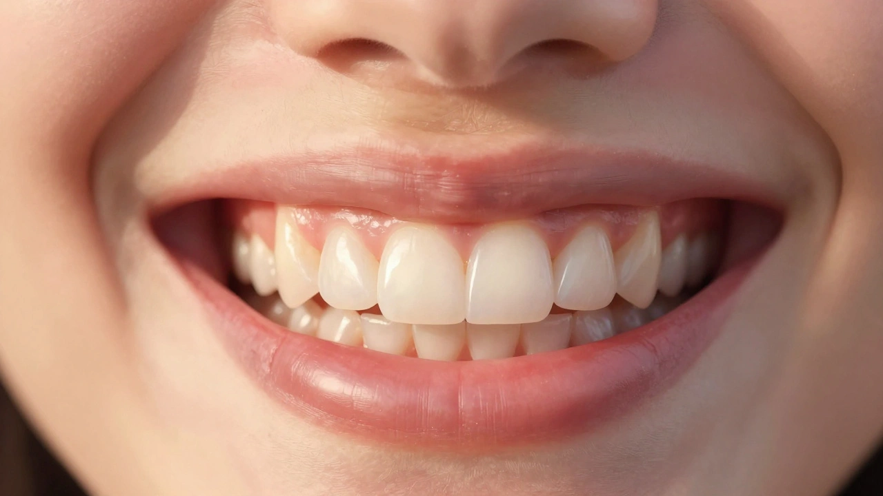 Before and after view of a tooth transformed with composite veneer.