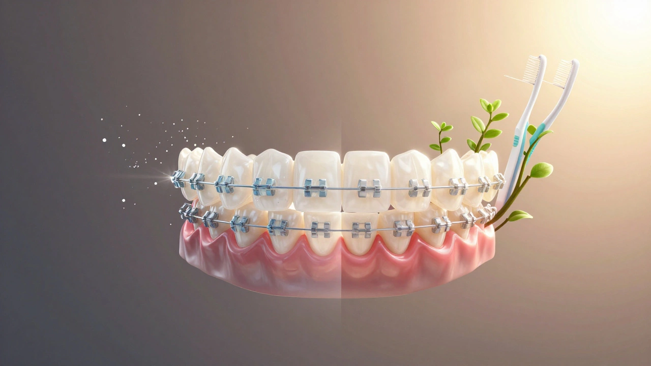 Dvě strany rovnátek: špatná péče vs. zdravý úsměv.