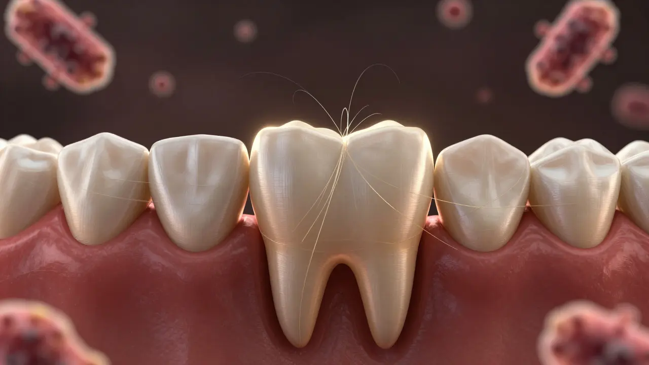 Zub stabilizován vlákny spojujícími ho se sousedními zuby, kolem něj se obnovuje kost.