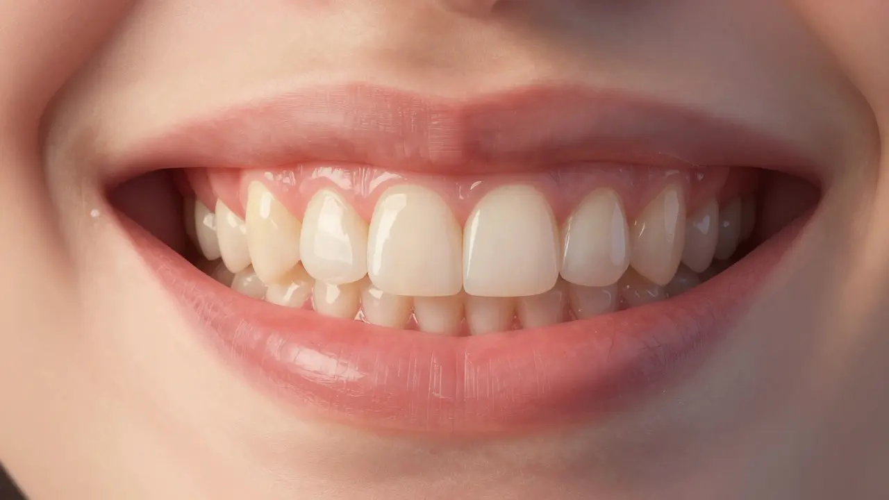 Zubní protéza pevně přilepená ke zdravým dásním v ústech.