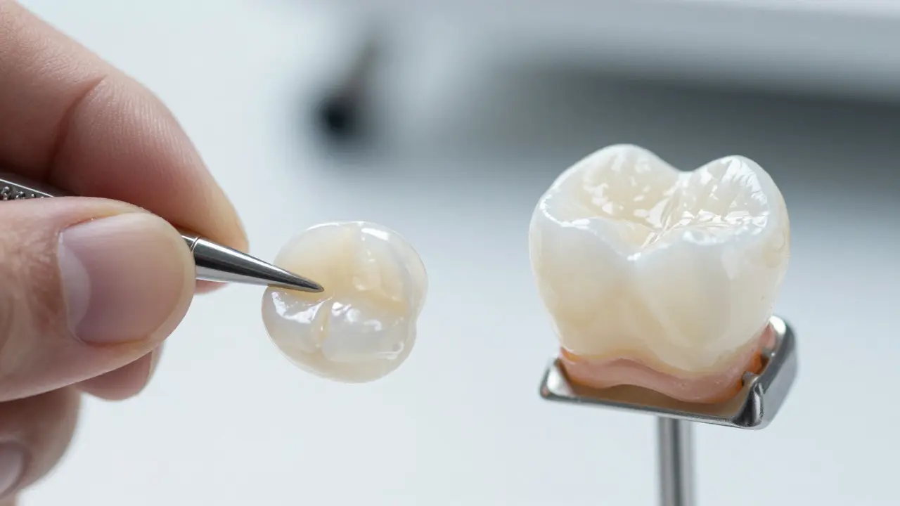 Srovnání kompozitního materiálu a porcelánové korunky v laboratoři